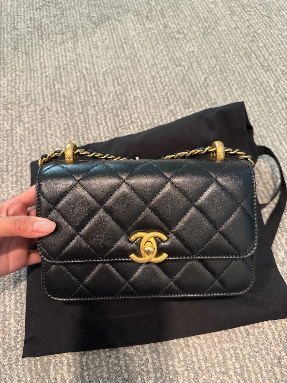 CHANEL Small Flap Bag in Shiny Calfskin & Gold-Tone Metal